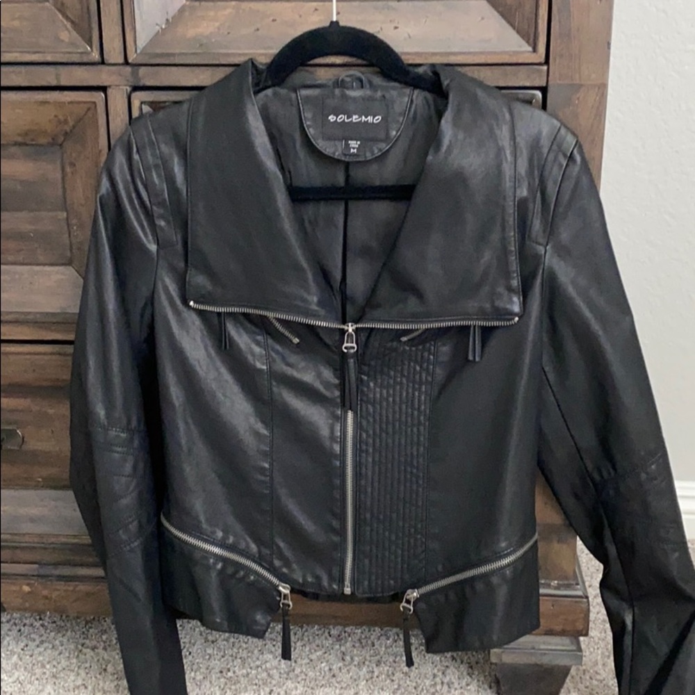 Black Faux Leather Moto/Bomber Jacket